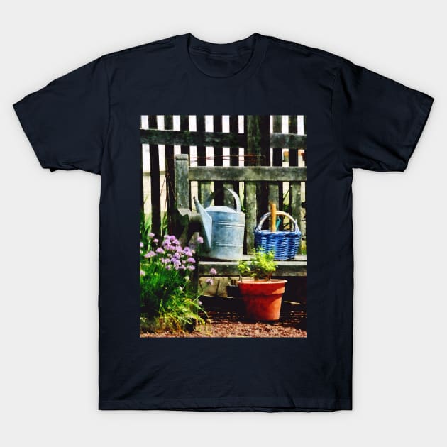 Watering Can and Blue Basket T-Shirt by SusanSavad